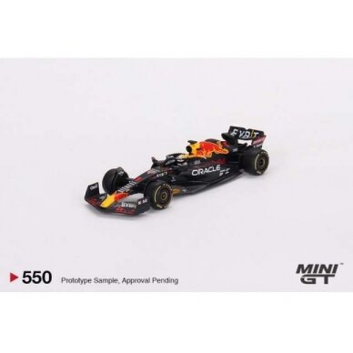 PRE-ORDER Mini GT 2022 Oracle Red Bull Racing RB18 #1 Max Verstappen 3rd Place Monaco Grand Prix, blue/yellow/red