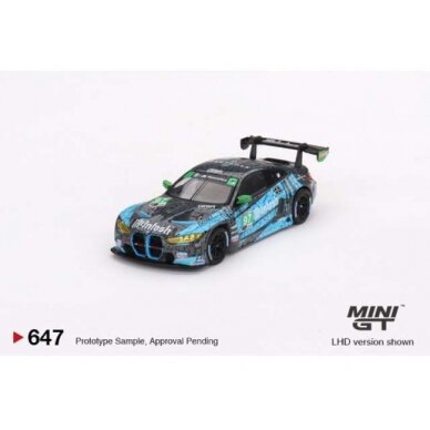 Mini GT 2023 BMW M4 GT3 Turner Motorsport IMSA #97 2nd Place Laguna Seca GTD, black/blue