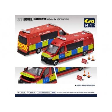 PRE-ORD3R Era Car Modeliukas #37 Mercedes Benz Sprinter UK Police Car MPDP (BX96 FNG), red/yellow/blue