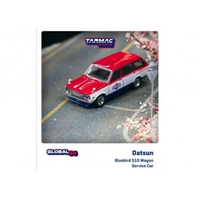 Tarmac Works Modeliukas Datsun Bluebird 510 Wagon *Service Car*, red/white/blue (yra Sandėlyje)