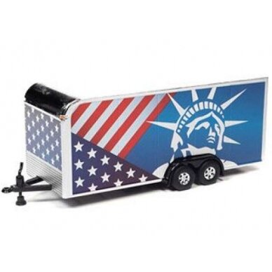 PRE-ORD3R Auto World Modeliukas Enclosed Trailer *Patriotic Theme*