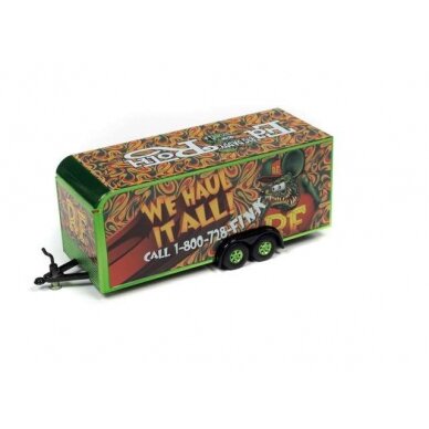 PRE-ORD3R Auto World Modeliukas Enclosed Trailer Rat Fink *We Hault It All*, green/red