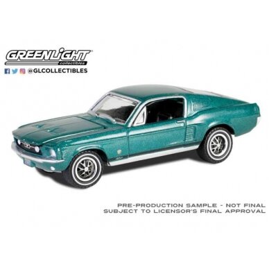 PRE-ORD3R GreenLight Modeliukas 1967 Ford Mustang GT Fastback High Country Special, Timberline green