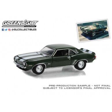 PRE-ORD3R GreenLight 1969 Chevrolet Camaro Z/28 United States Postal Service (USPS) *2022 Pony Car Stamp Collection by Artist Tom Fritz*