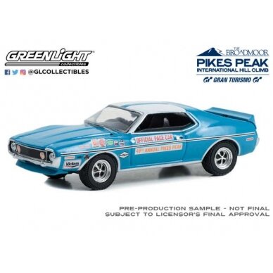 PRE-ORD3R GreenLight 1971 AMC Javelin (Official Pace Car 49th Annual Pikes Peak Auto Hill Climb) *Pikes Peak International Hill Climb Series 1 *, blue