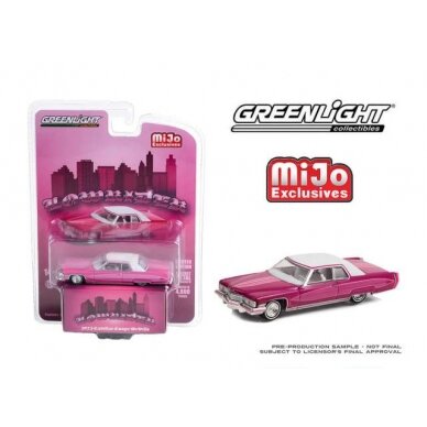 PRE-ORD3R GreenLight Modeliukas 1973 Cadillac Coupe DeVille Lowrider, purple with white roof