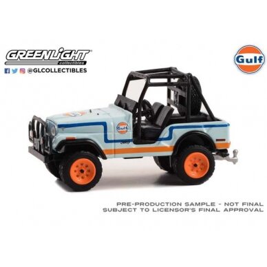 GreenLight Modeliukas 1976 Jeep CJ-5 with Baja Parts *Shell Oil Special Edition Series 2*, blue/orange GULF