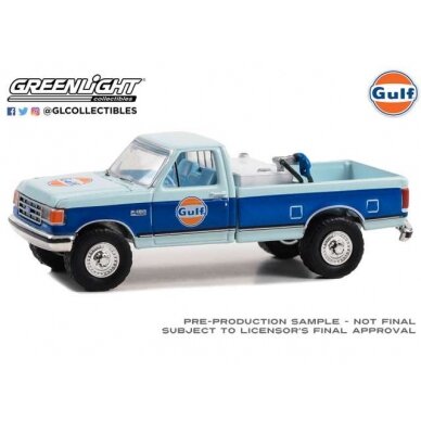 PRE-ORD3R GreenLight 1990 Ford F-150 with Fuel Transfer Tank *Shell Oil Special Edition Series 2*, blue GULF