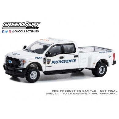 PRE-ORD3R GreenLight Modeliukas 2018 Ford F-350 Dually Providence Police Department Mounted Unit Mounted Command Providence Rhode Island *Dually Drivers Series 12*, white