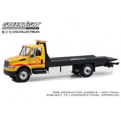 PRE-ORD3R GreenLight Modeliukas International Durastar 4400 Flatbed Truck *Shell Oil Shell Roadside Service 24 Hour*,