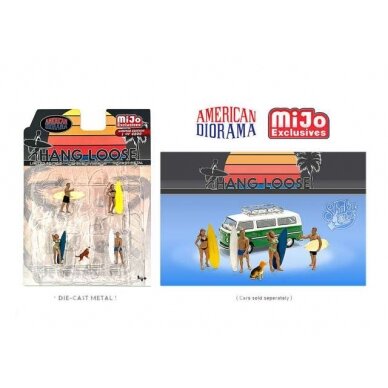 PRE-ORD3R American Diorama Hang Loose (Beach/Surf) Figure set, various (Car Not Included !!)