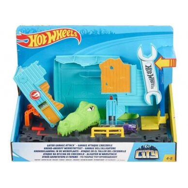 PRE-ORD3R Mattel Hotwheels Trąsa/Garažas Hotwheels Gator Garage Attack Playset including 1 Hotwheels car