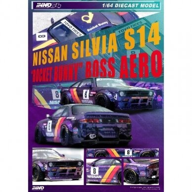 INNO64 Modeliukas 1/64 2015 Nissan Silvia (S14) Boss *Rocket Bunny*, purple