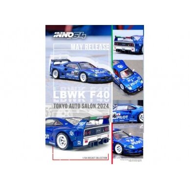 Inno64 Modeliukas 1/64 LBWK F40 Tokyo Auto Salon 2024, blue (yra Sandėlyje)