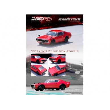 PRE-ORD3R Inno64 Modeliukas 1/64 Nissan Skyline 2000 GT-R (KPGC110), red