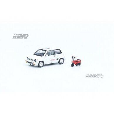 PRE-ORD3R Inno64 Modeliukas 1984 Honda City Turbo II, white version with red Motocompo