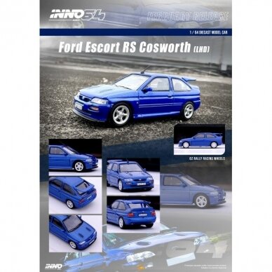 PRE-ORD3R Inno64 Modeliukas Ford Escort RS Cosworth *left Hand Drive*, metallic blue