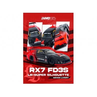 PRE-ORD3R Inno64 LBWK Mazda RX7 (FD3S) LB Super Silhouette *Advan Livery*, black/red