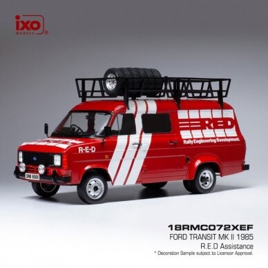 PRE-ORD3R IXO Models 1/18 1985 Ford Transit MKI II, *R-E-D* Rally Engineering Devolpment with ro...