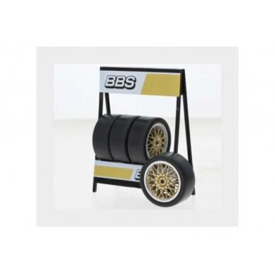 PRE-ORD3R IXO Models 1/18 BBS Motorsport one-piece, chrom/gold set of 4 wheels