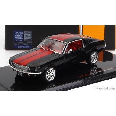 PRE-ORD3R IXO Models Modeliukas 1/43 1967 Ford Mustang Fastback, black/red