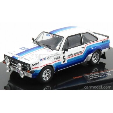 PRE-ORD3R IXO Models Modeliukas 1/43 1978 Ford Escort MKII RS 1800 #5 Hainbach/Linzen Rallye Hessen, white/blue