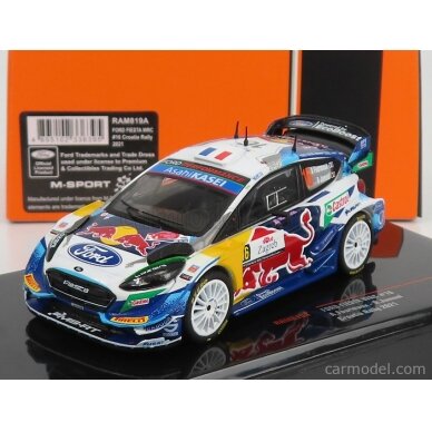 PRE-ORD3R IXO Models Modeliukas 1/43 2021 Ford Fiesta WRC #16 A. Fourmaux/R. Jamoul Rally Croatie, white/blue