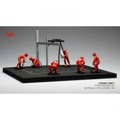 IXO Models Modeliukas 1/43 Pit Stop Set 6 Figures with Decals and Accessories, red