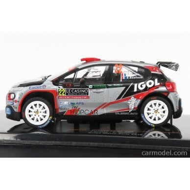 PRE-ORD3R IXO Models Modeliukas 2019 Citroen C3 R5 #22 Rallye Monte Carlo, white/black/red