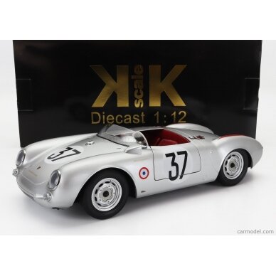 PRE-ORD3R KK Scale Modeliukas 1/12 1953-1957 Porsche 550A Spyder #37 Polensky/Von Frankenberg Le Mans, silver/red