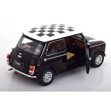 PRE-ORD3R KK Scale Modeliukas 1/12 Mini Cooper with Chequered Flag, black/white