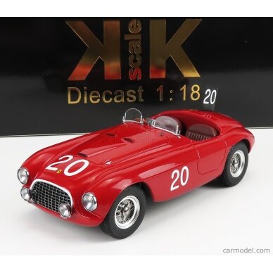 PRE-ORD3R KK Scale Modeliukas 1/18 1949 Ferrari 166 MM #20 Winner 24h Spa, red