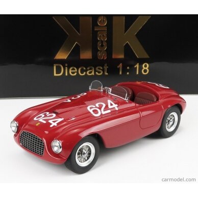 PRE-ORD3R KK Scale 1/18 1949 Ferrari 166 MM #624 Winner Mille Miglia, red