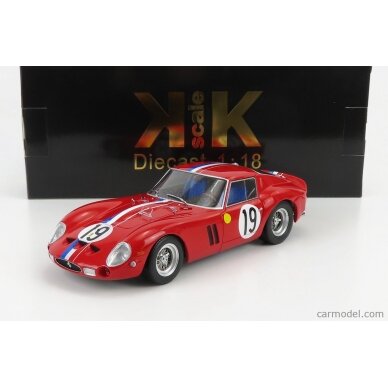 PRE-ORD3R KK Scale Modeliukas 1/18 1962 Ferrari 250 GTO #19 2nd 24h Le Mans, red