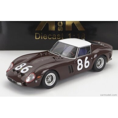 PRE-ORD3R KK Scale Modeliukas 1/18 1962 Ferrari 250 GTO #86 Targa Florio, burgundy