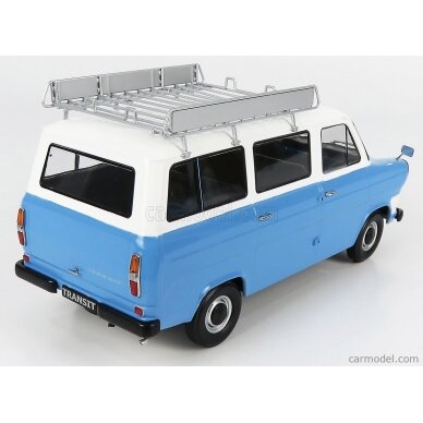 PRE-ORD3R KK Scale 1/18 1965 Ford Transit Bus with Roof Rack, light blue/white