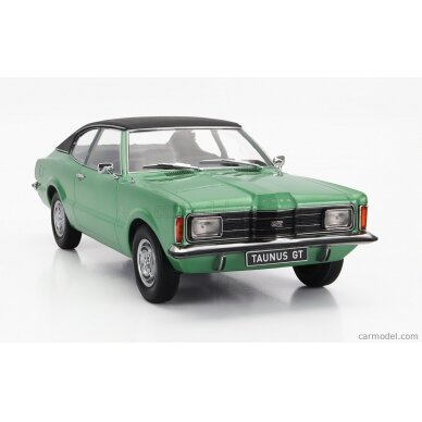 PRE-ORD3R KK Scale Modeliukas 1/18 1971 Ford Taunus GT with vinyl roof, green/black