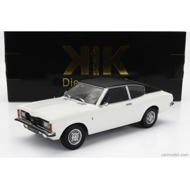 PRE-ORD3R KK Scale Modeliukas 1/18 1971 Ford Taunus GT with vinyl roof, white/black