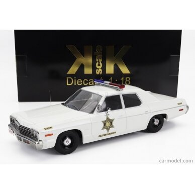 PRE-ORD3R KK Scale Modeliukas 1/18 1974 Dodge Monaco *Hazzard County Police*, white