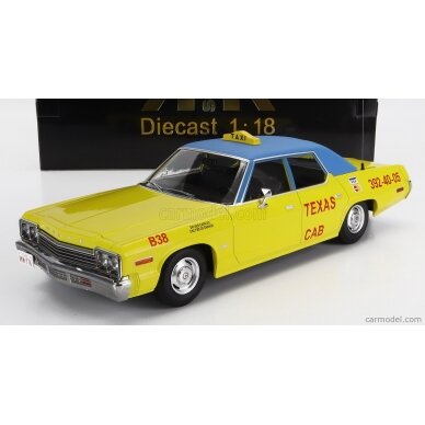 PRE-ORD3R KK Scale 1/18 1974 Dodge Monaco, Texas Cab yellow/blue