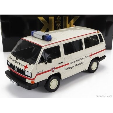 PRE-ORD3R KK Scale Modeliukas 1/18 1987 Volkswagen Bus T3 *Deutsches Rotes*, creme/red