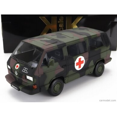 PRE-ORD3R KK Scale Modeliukas 1/18 1987 Volkswagen Bus T3 *German Army Ambulance*, camouflage