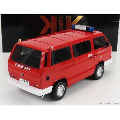 PRE-ORD3R KK Scale Modeliukas 1/18 1987 Volkswagen Bus T3 Syncro Fire Munster, red