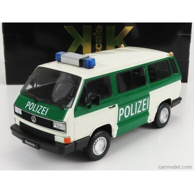 PRE-ORD3R KK Scale Modeliukas 1/18 1987 Volkswagen Bus T3 Syncro *Police*, white/green