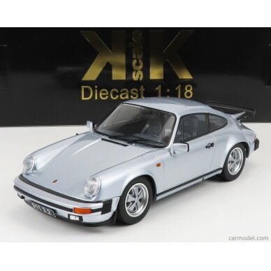 PRE-ORD3R KK Scale Modeliukas 1/18 1988 Porsche 911 Carrera 3.2 Coupe 250.000th 911er with rear wing, silver