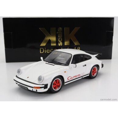 PRE-ORD3R KK Scale Modeliukas 1/18 1989 Porsche 911 Carrera 3.2 Clubsport, white/red