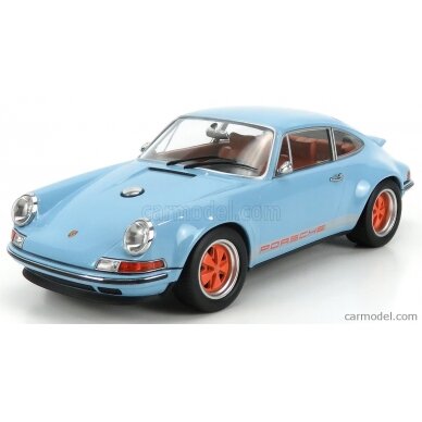 PRE-ORD3R KK Scale Modeliukas 1/18 Singer Porsche 911 coupe, light blue/orange