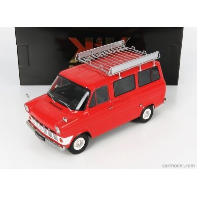 PRE-ORD3R KK Scale 1965 Ford Transit Bus with Roof Rack, red