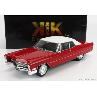 KK Scale Modeliukas 1967 Cadillac DeVille Convertible with Softtop, red/white