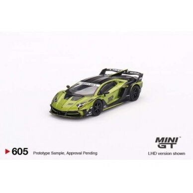 Mini GT Modeliukas Lamborghini LB-Silhouette Works Aventador GT EVO, lime (yra Sandėlyje)